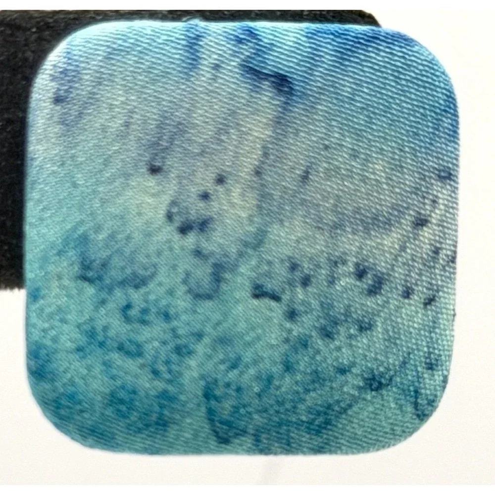Blue Fabric Statement Stud Earrings‎ Square Textile Boho 1